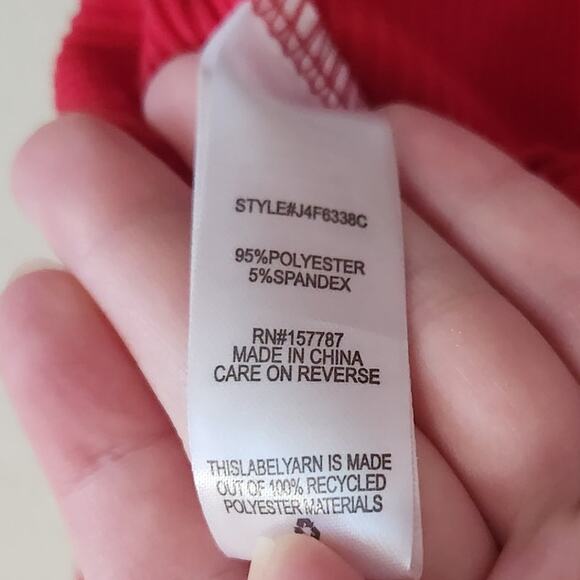 Full Circle Trends Ribbed Long Sleeve Cropped Top Ruched Tie Front Red Size L - Picture 8 of 9